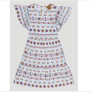 Wrangler Girl's XXL Tiered Dress Ruffle Sleeves Southwestern Print